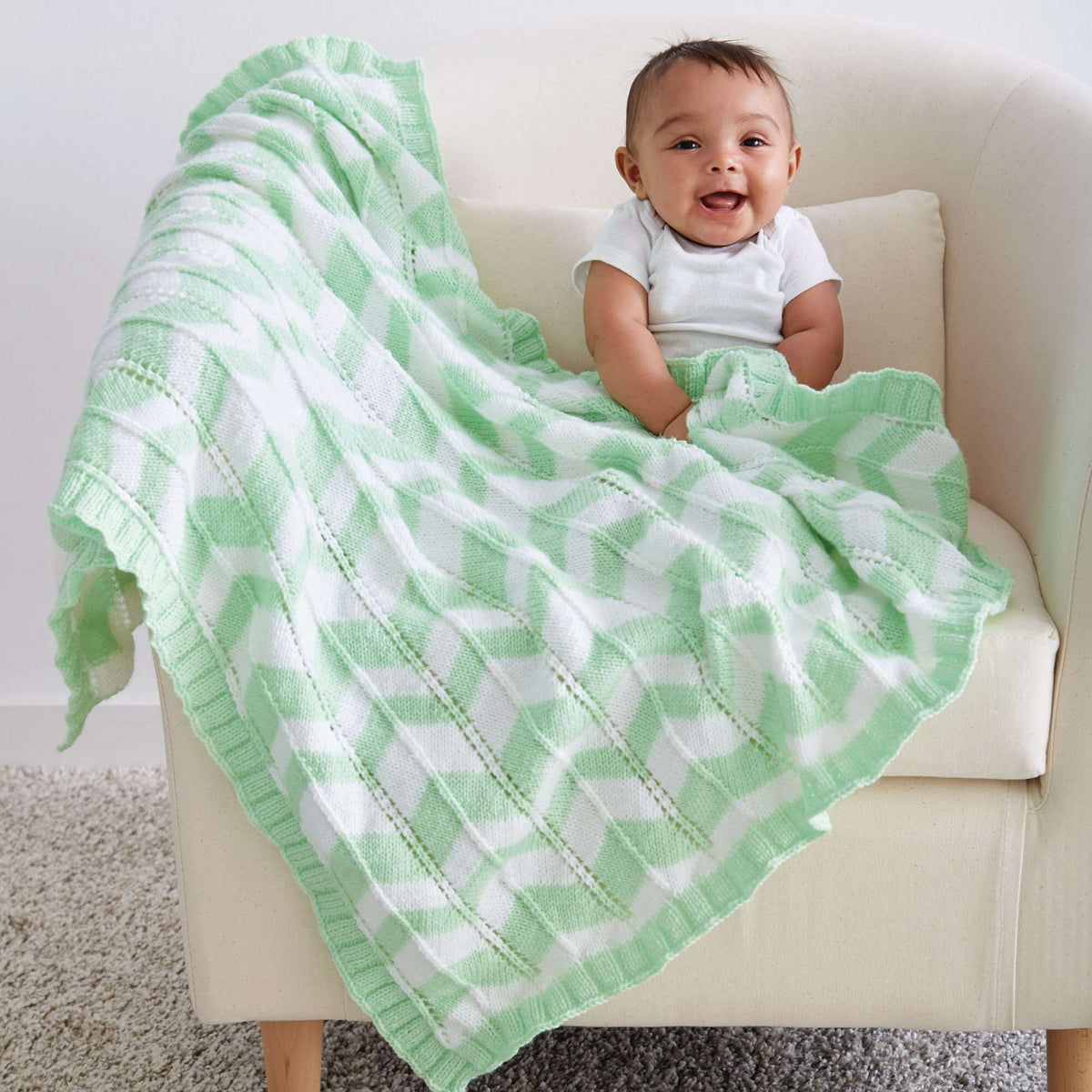 Knit Blanket made in Bernat Baby Sport yarn