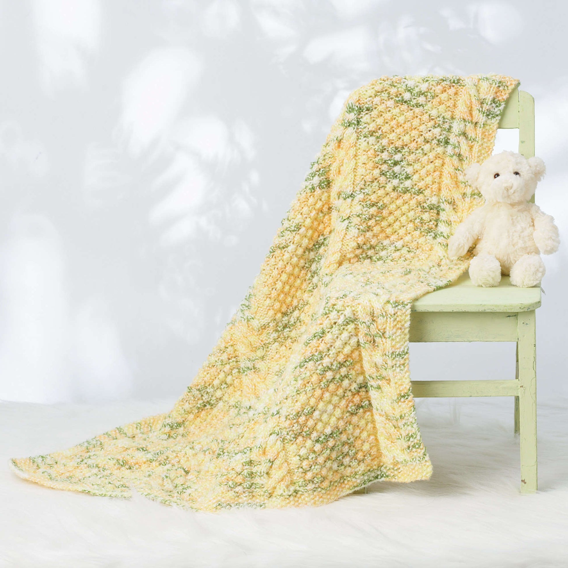 Bernat Cable Knit Baby Blanket Knit Blanket made in Bernat Li'l Tots yarn