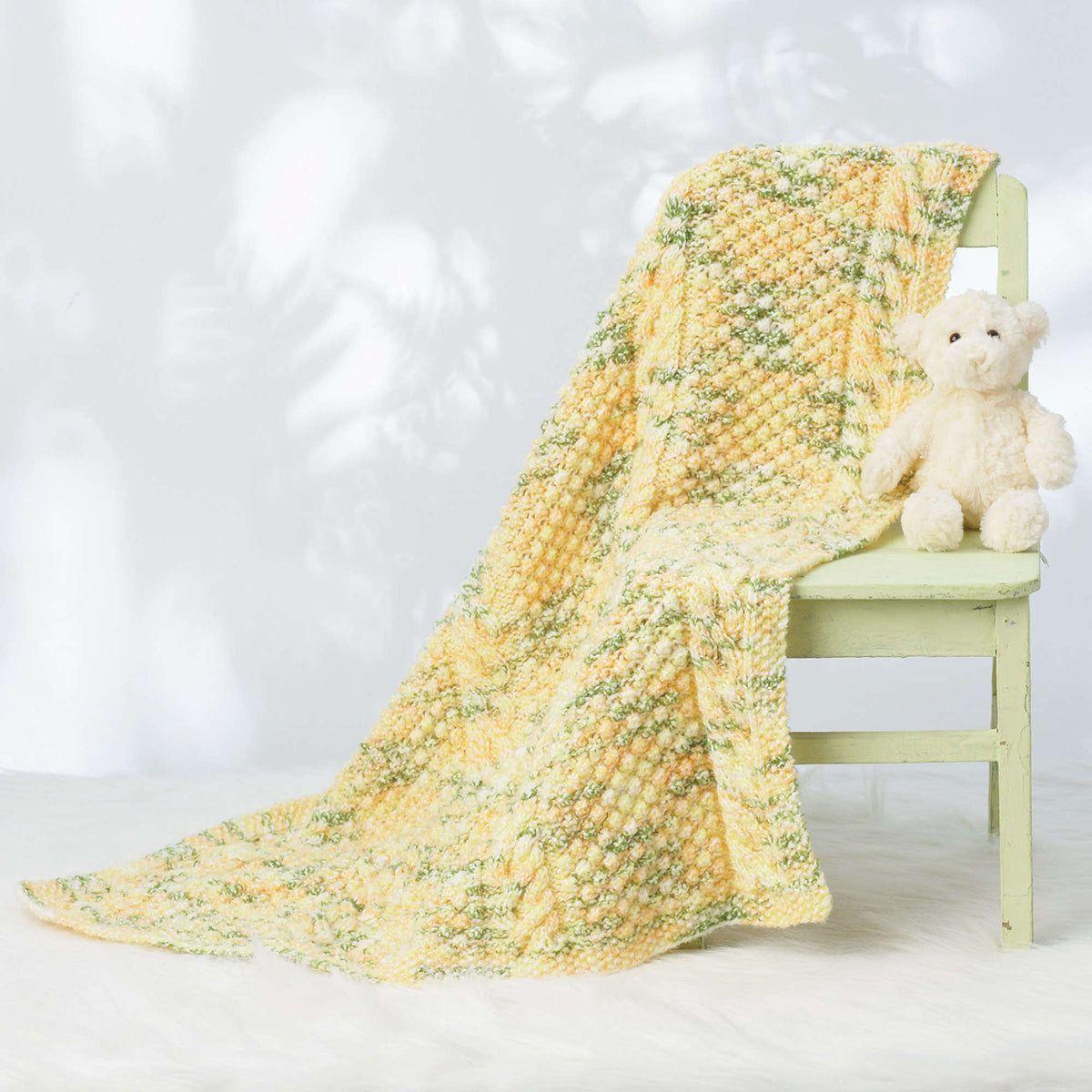 Knit Blanket made in Bernat Li'l Tots yarn