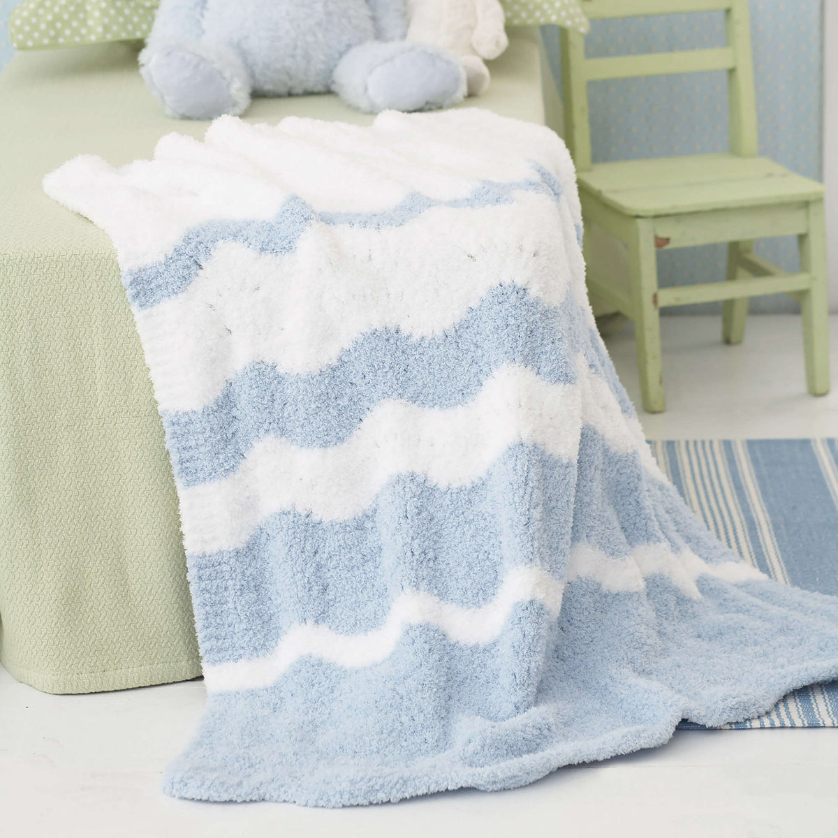 Knit Blanket made in Bernat Pipsqueak yarn