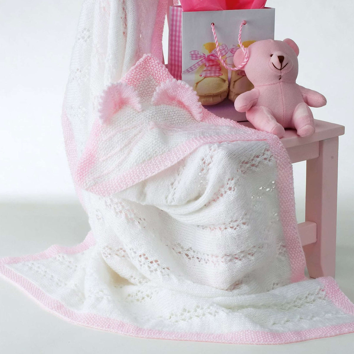 Knit Blanket made in Bernat Baby yarn