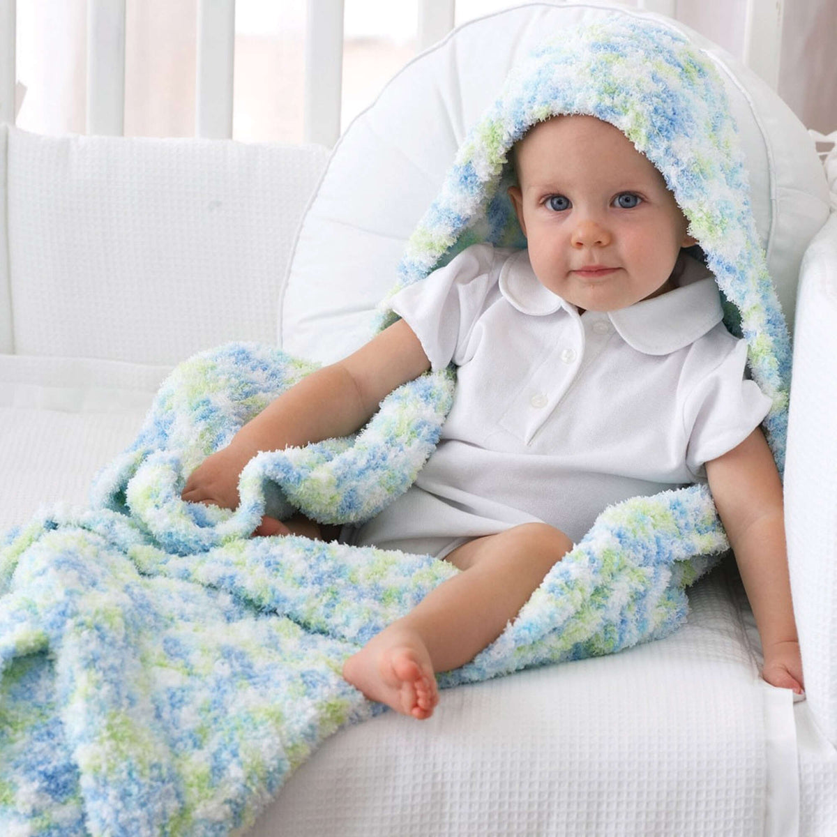 Knit Blanket made in Bernat Pipsqueak yarn