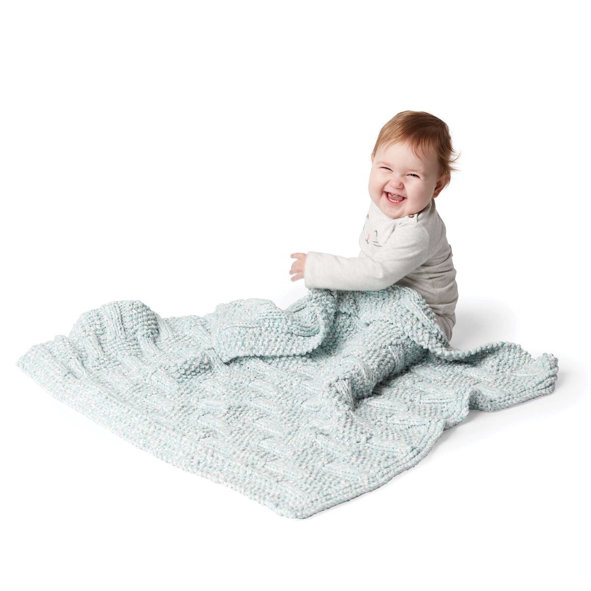 Knit Blanket made in Bernat Baby Marly yarn