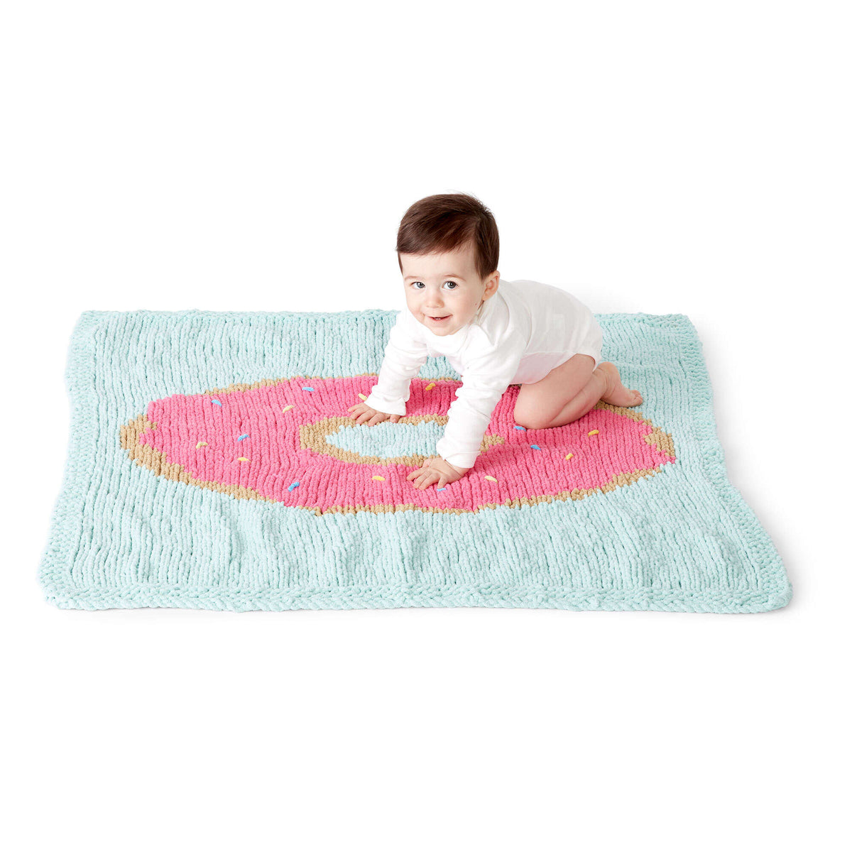 Knit Blanket made in Bernat Baby Blanket yarn