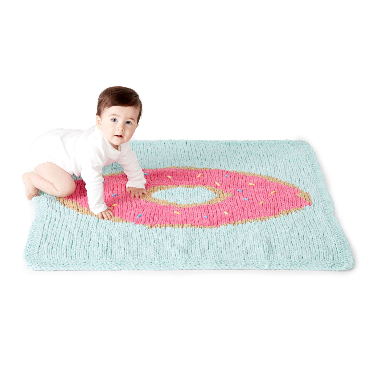 Knit Blanket made in Bernat Baby Blanket yarn