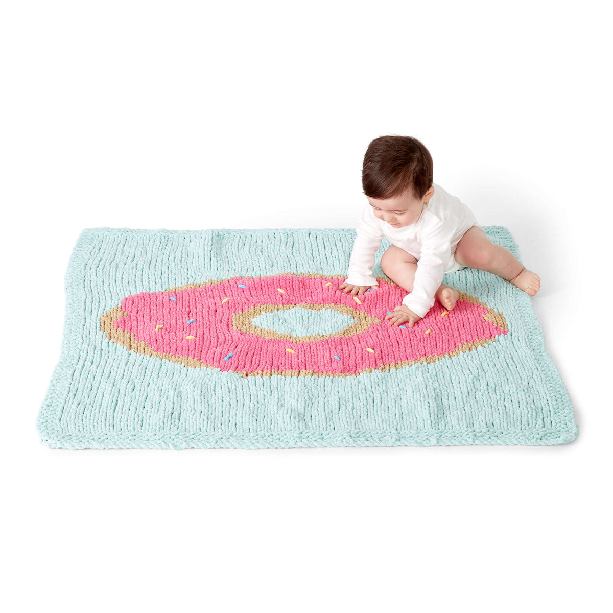 Knit Blanket made in Bernat Baby Blanket yarn