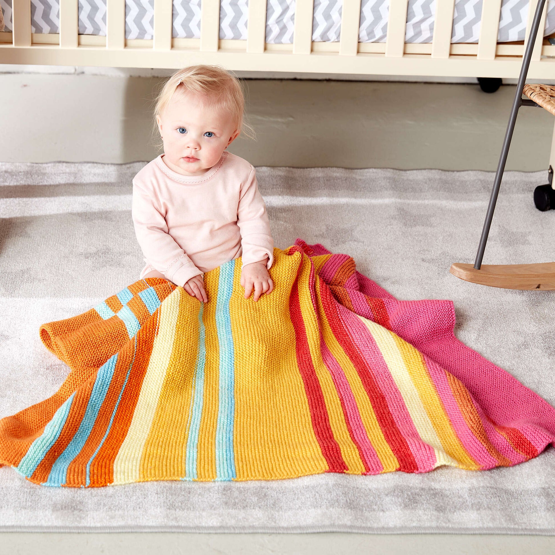 Free Bernat Fading Stripes Knit Baby Blanket Pattern