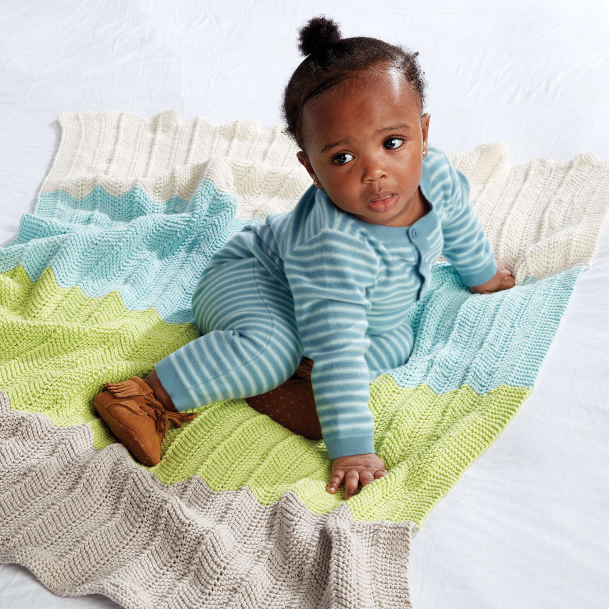 Knit Blanket made in Bernat Softee Baby yarn