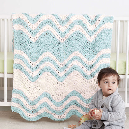 Bernat Garter Ripple Stripes Knit Baby Blanket Knit Blanket made in Bernat Baby Blanket yarn