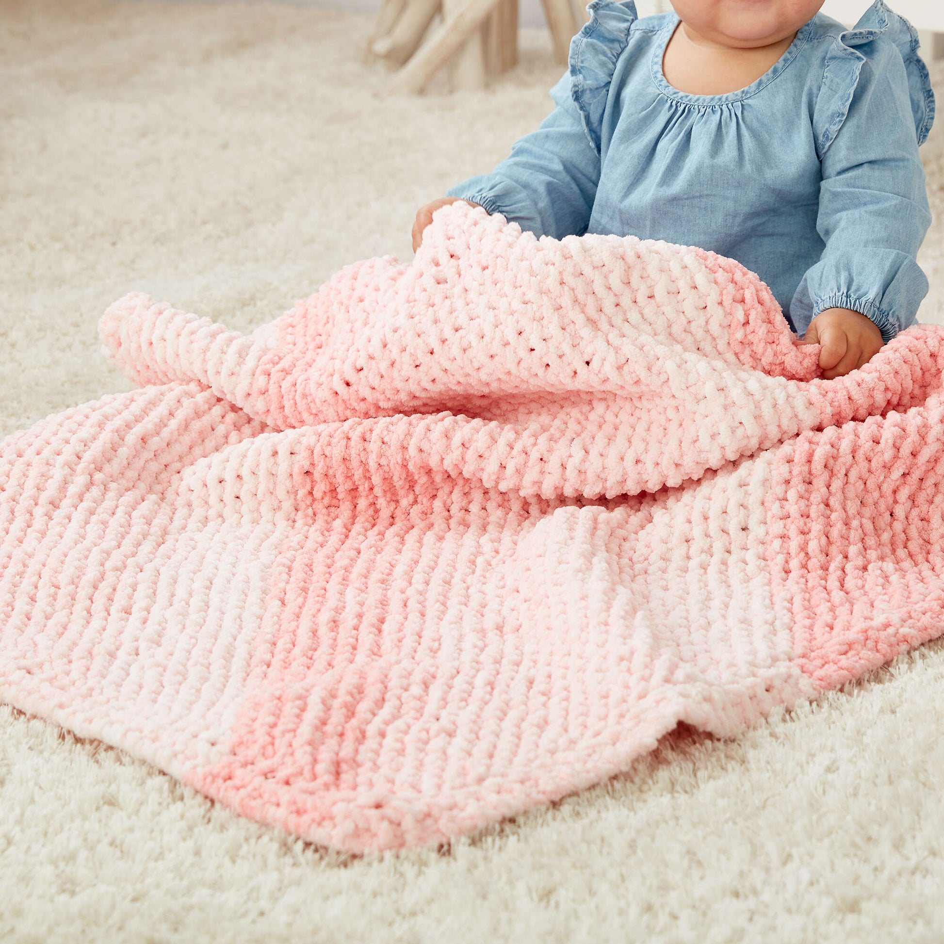 Bernat Corner To Corner Garter Knit Blanket Knit Blanket made in Bernat Baby Blanket yarn