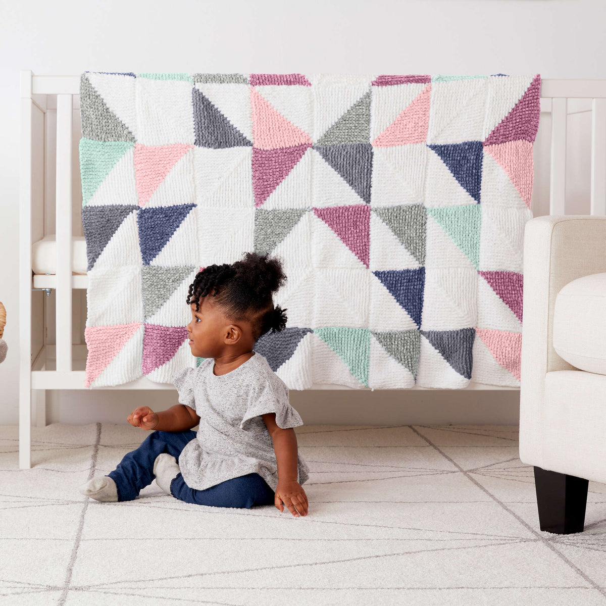 Knit Blanket made in Bernat Baby Velvet yarn