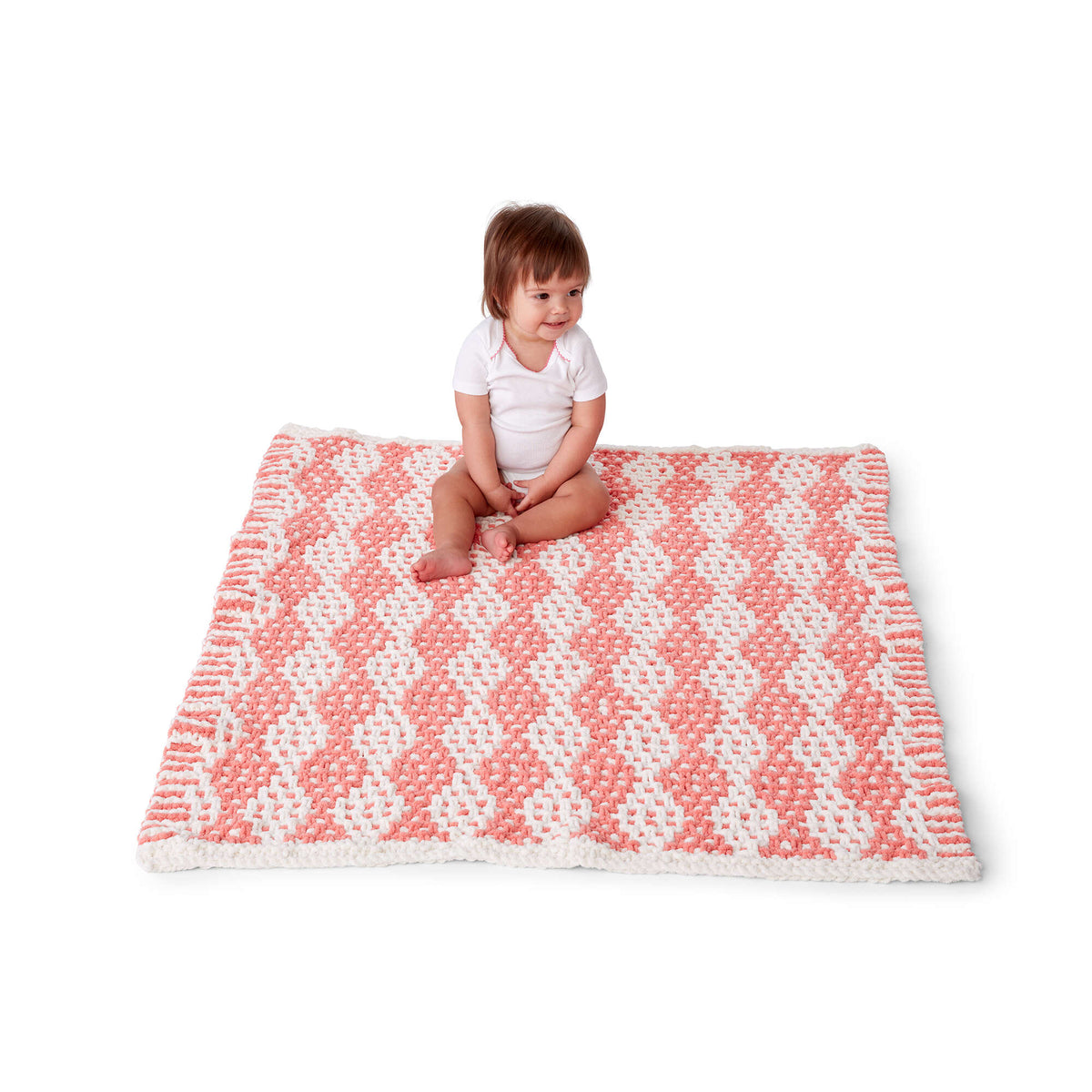 Knit Blanket made in Bernat Baby Blanket yarn