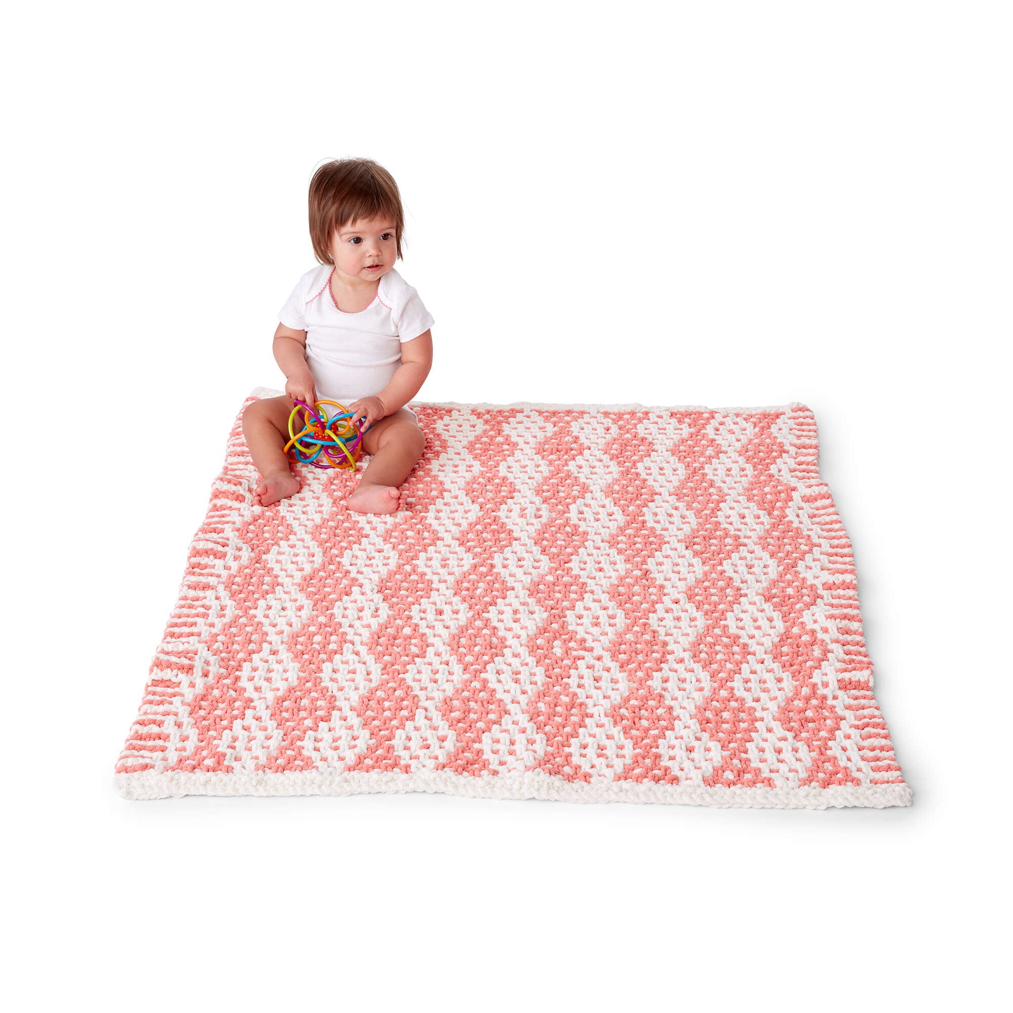 Free Intermediate Bernat Mosaic Stitch Knit Baby Blanket Pattern