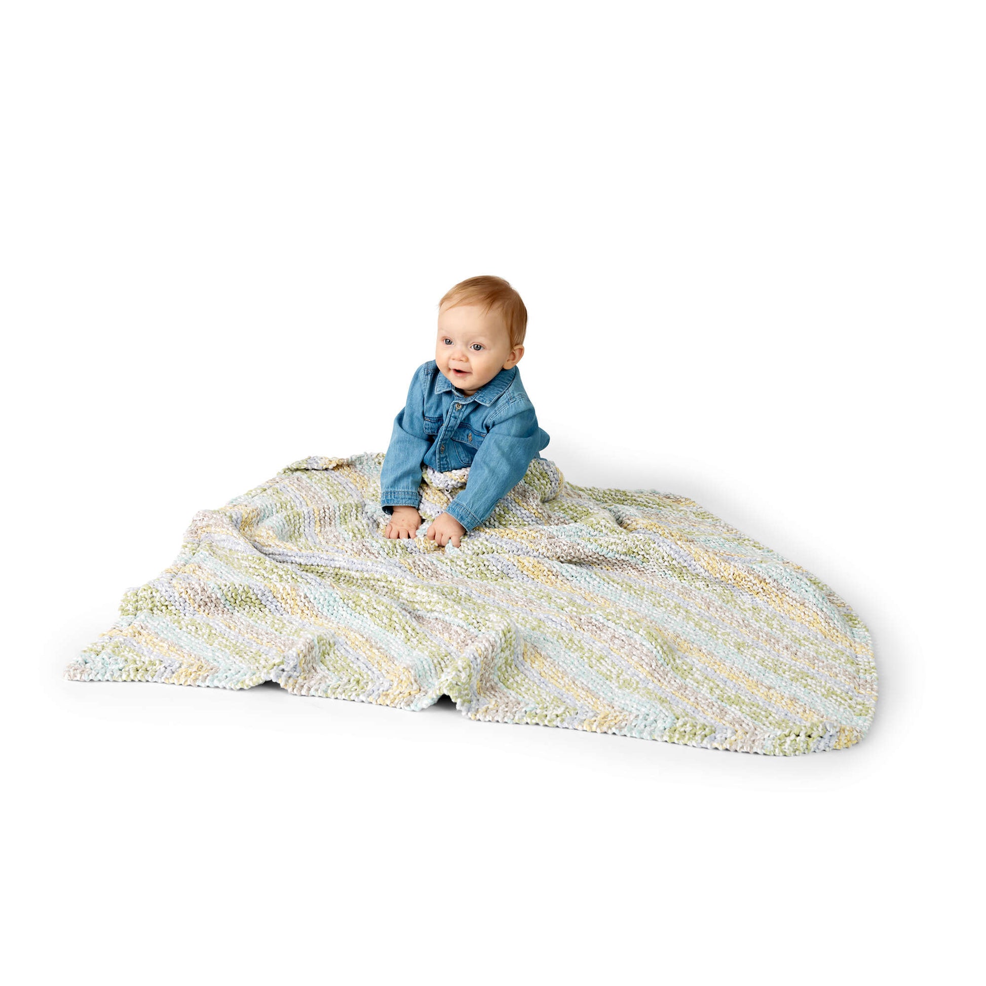 Free Bernat Diagonal Stripes Knit Baby Blanket Pattern