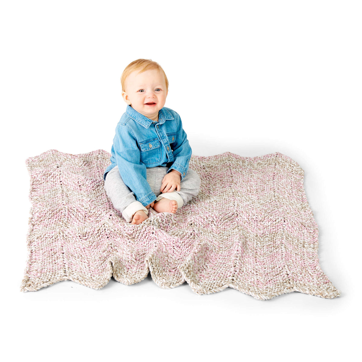 Knit Blanket made in Bernat Baby Marly yarn