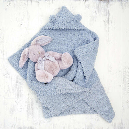Bernat Bear-y Cute Knit Hooded Baby Blanket Knit Blanket made in Bernat Sheepy yarn
