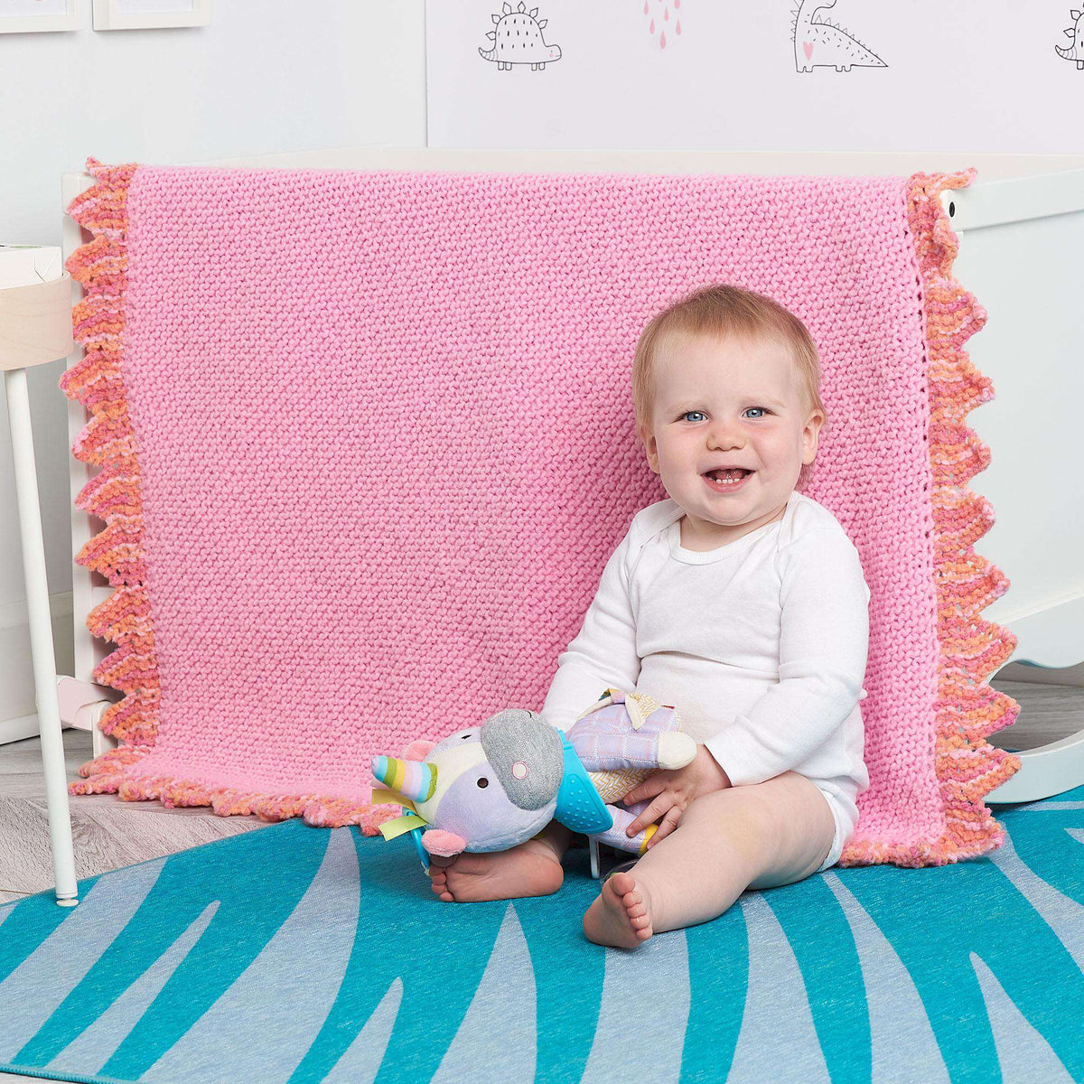 Knit Blanket made in Bernat Forever Fleece Finer yarn