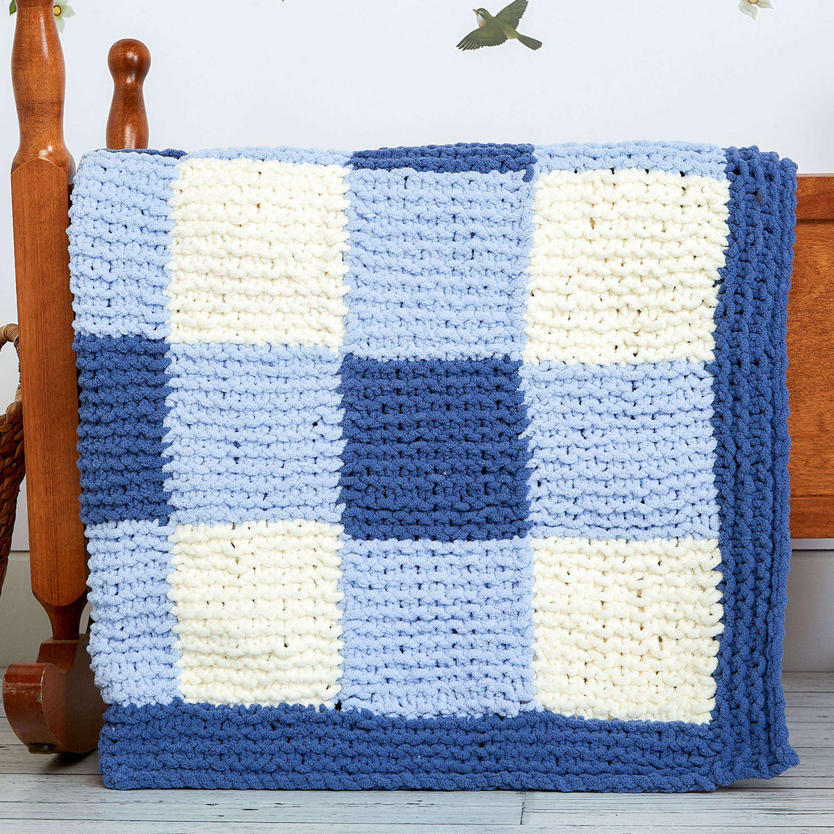Knit Blanket made in Bernat Baby Blanket yarn
