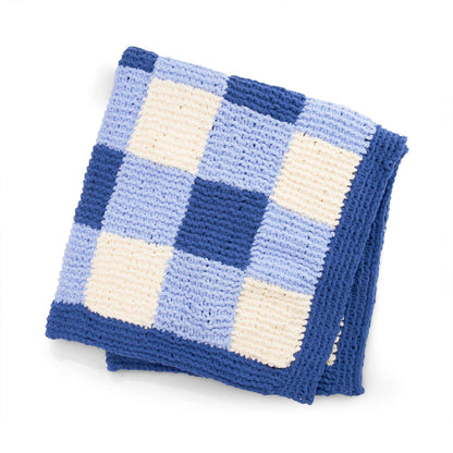 Bernat Knit Gingham Panels Blanket Knit Blanket made in Bernat Baby Blanket yarn