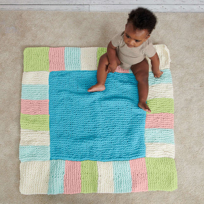 Bernat Checks & Rows Knit Blanket Knit Blanket made in Bernat Baby Blanket yarn