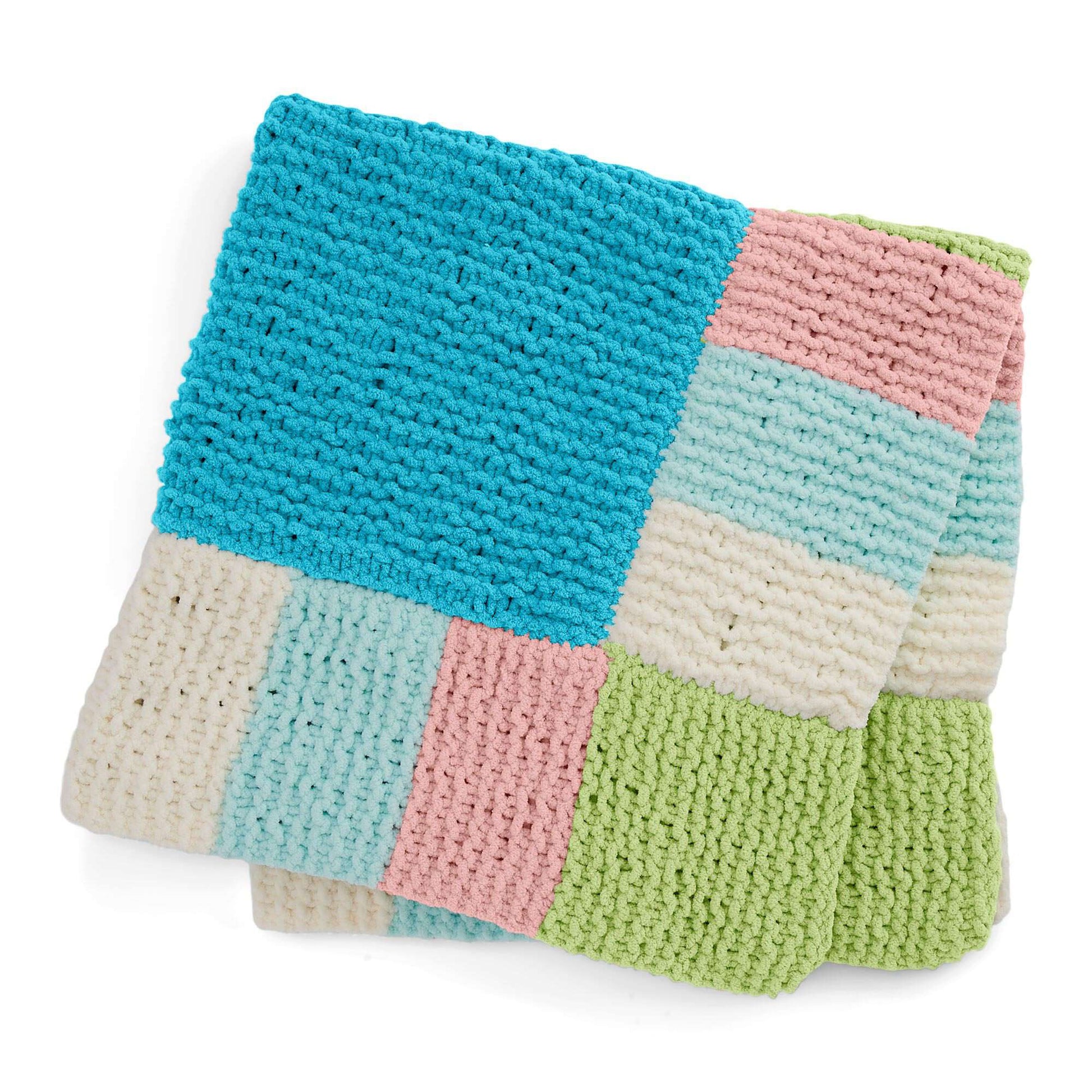 Free Bernat Checks & Rows Knit Blanket Pattern