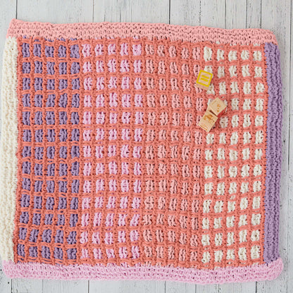 Bernat Knit Gridline Baby Blanket Knit Blanket made in Bernat Baby Blanket yarn