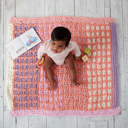 Bernat Knit Gridline Baby Blanket Knit Blanket made in Bernat Baby Blanket yarn