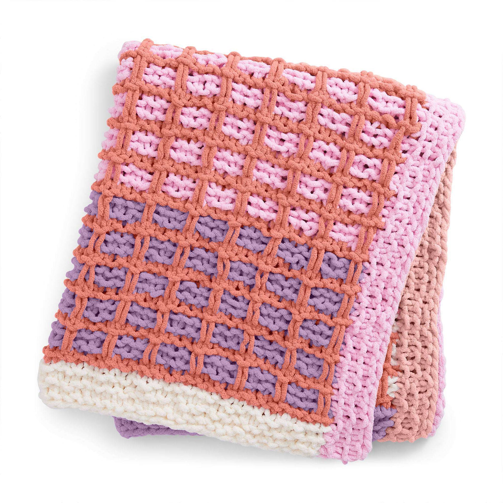 Free Bernat Knit Gridline Baby Blanket Pattern