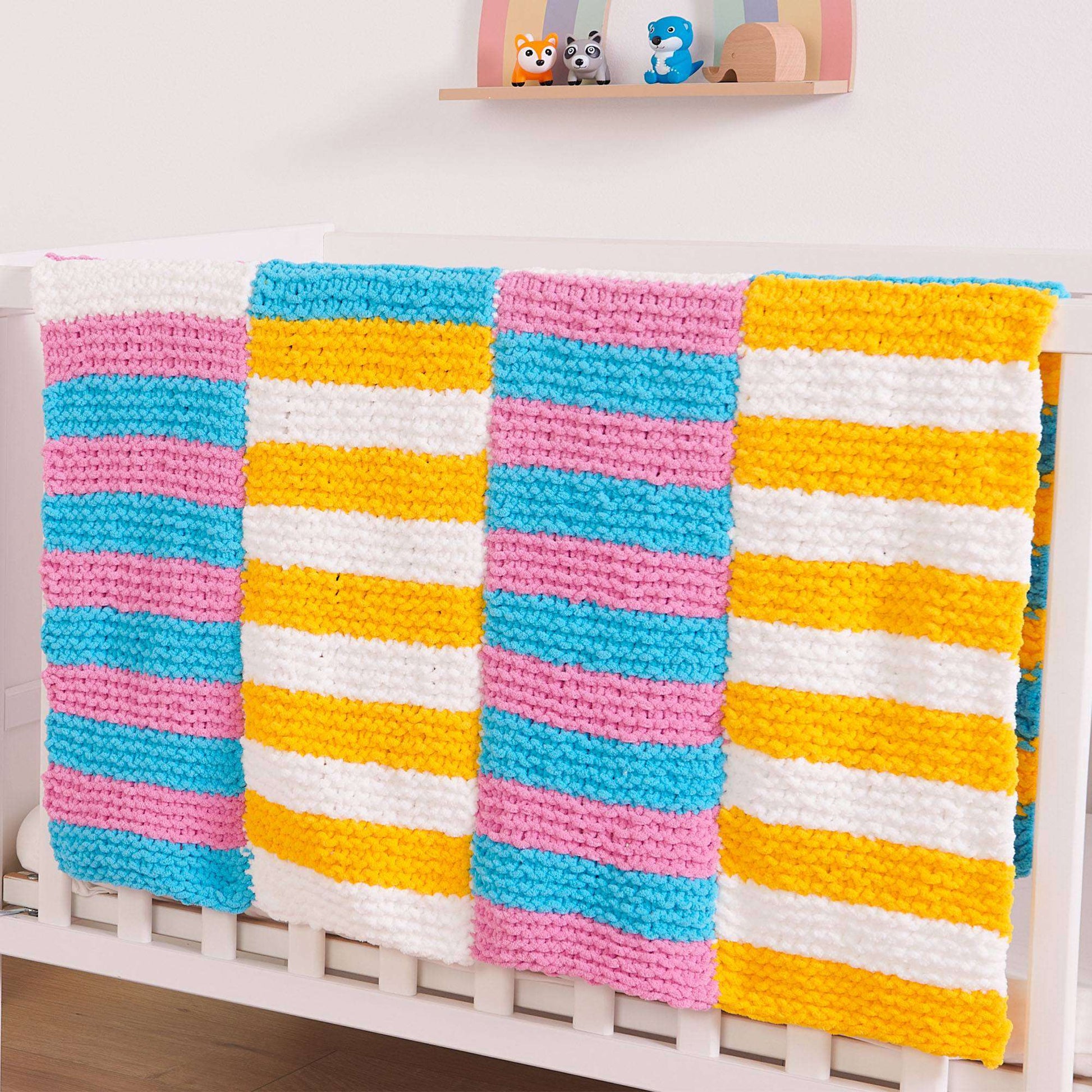 Free Bernat Striping Panels Knit Baby Blanket Pattern