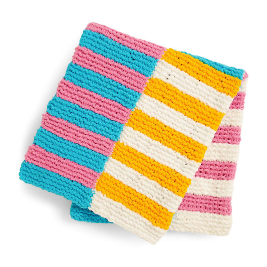 Knit Blanket made in Bernat Baby Blanket yarn
