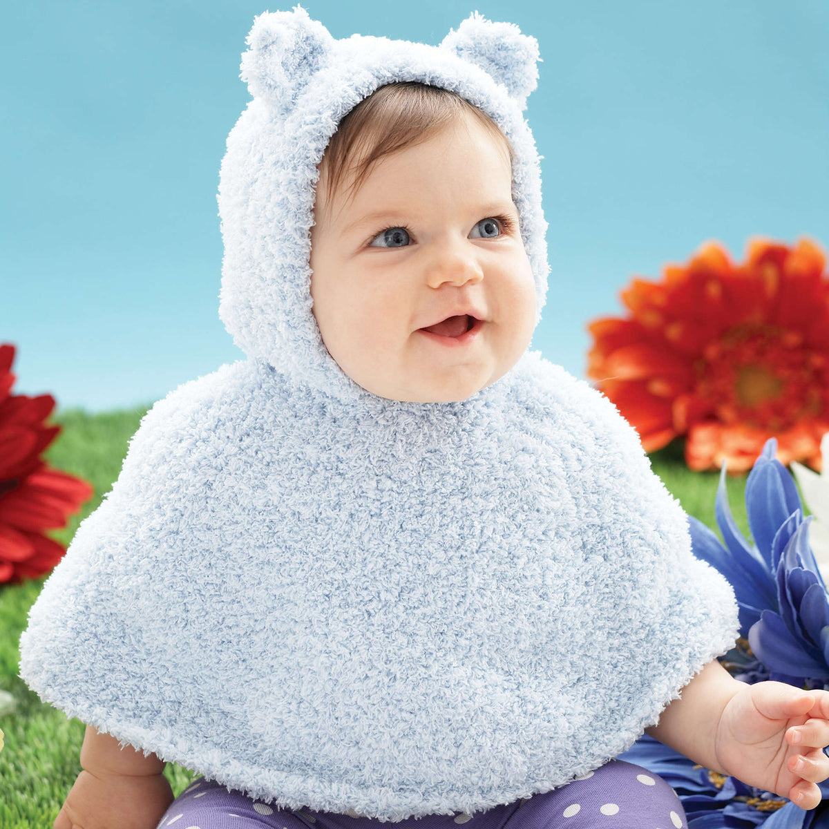 Knit Poncho made in Bernat Pipsqueak yarn