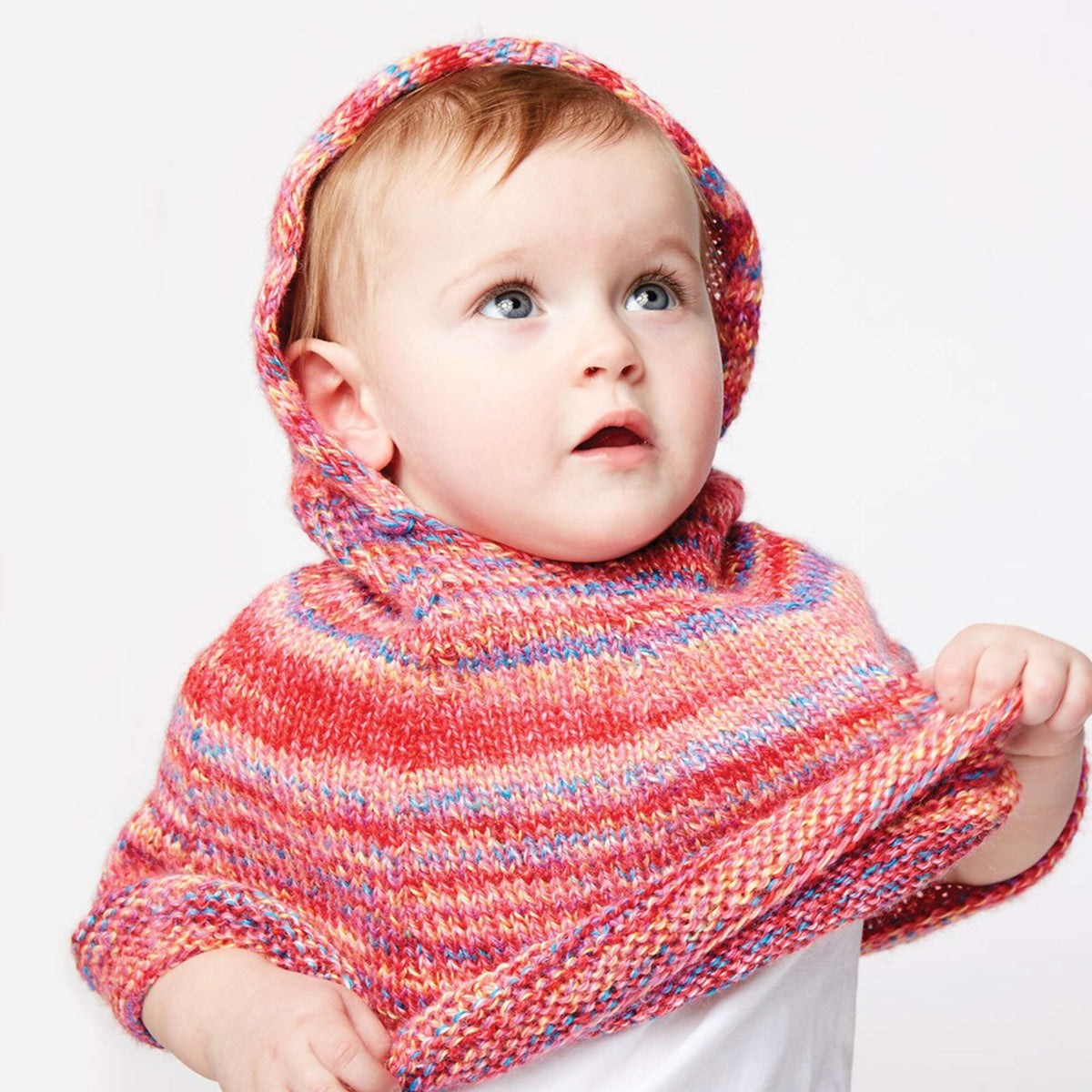 Knit Poncho made in Bernat Softee Baby yarn