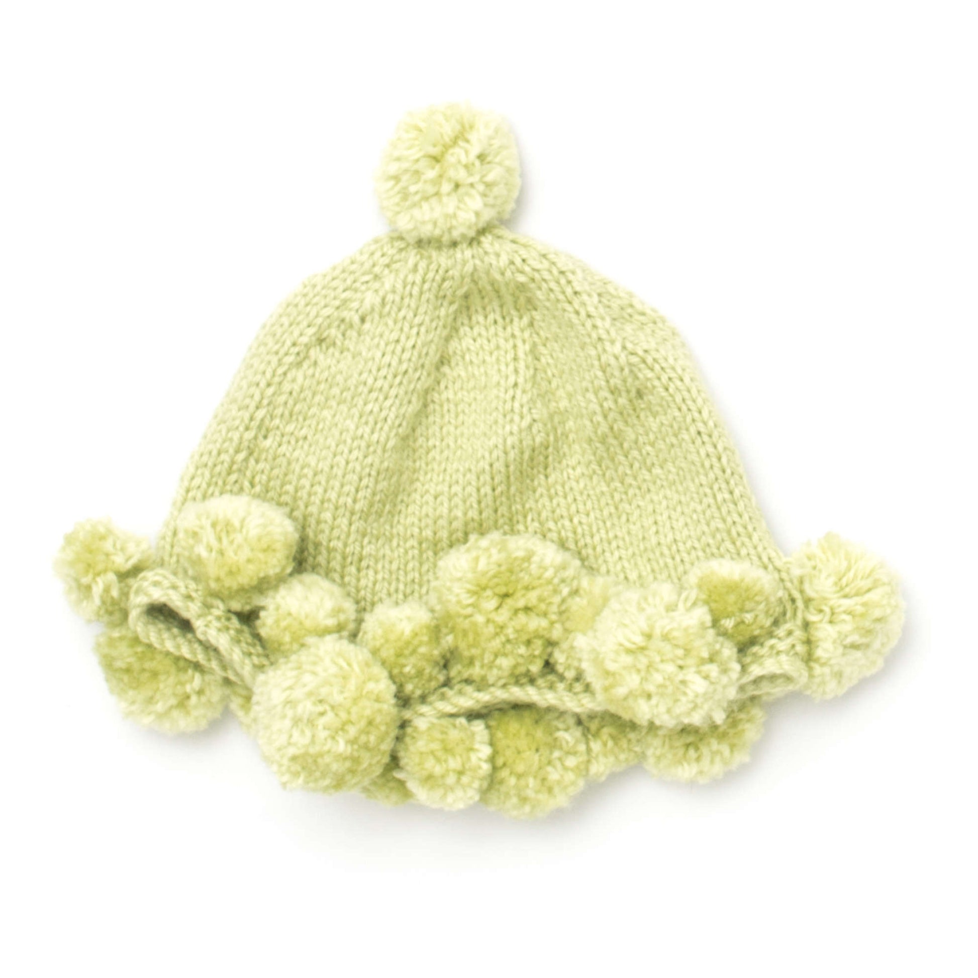 Bernat Pompom Baby Hat Knit Hat made in Bernat Softee Baby yarn