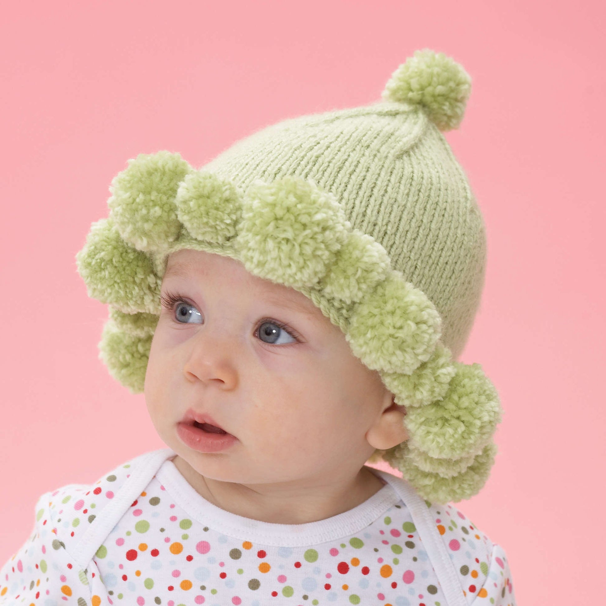 Free Bernat Knit Pompom Baby Hat Pattern