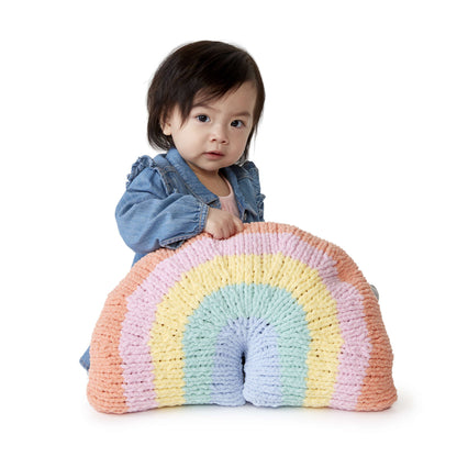 Bernat Knit Rainbow Pillow Knit Pillow made in Bernat Baby Blanket yarn