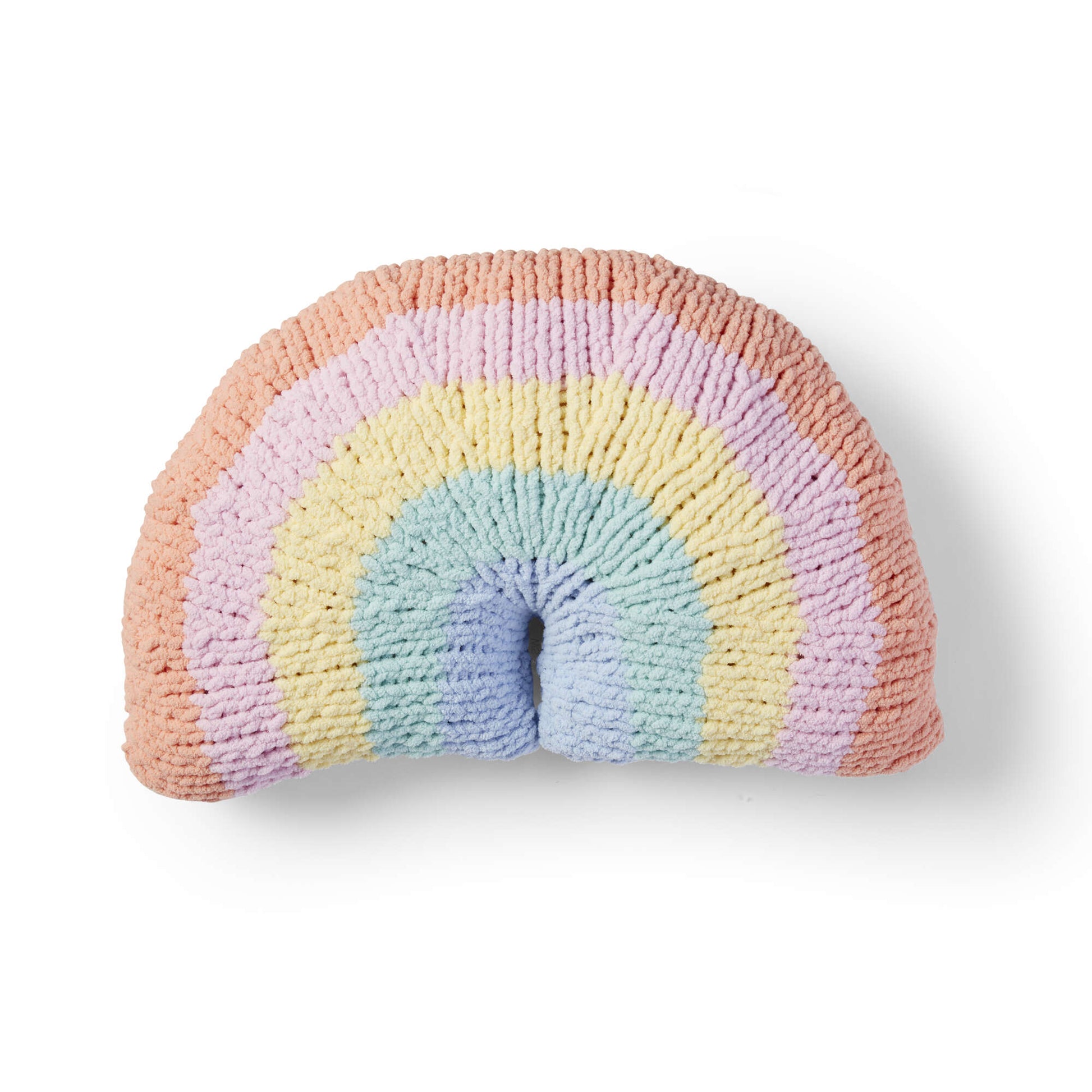 Bernat Knit Rainbow Pillow Knit Pillow made in Bernat Baby Blanket yarn