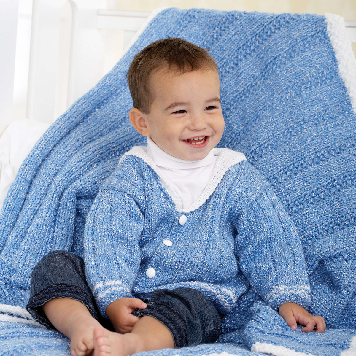 Knit Blanket made in Bernat Baby Coordinates yarn