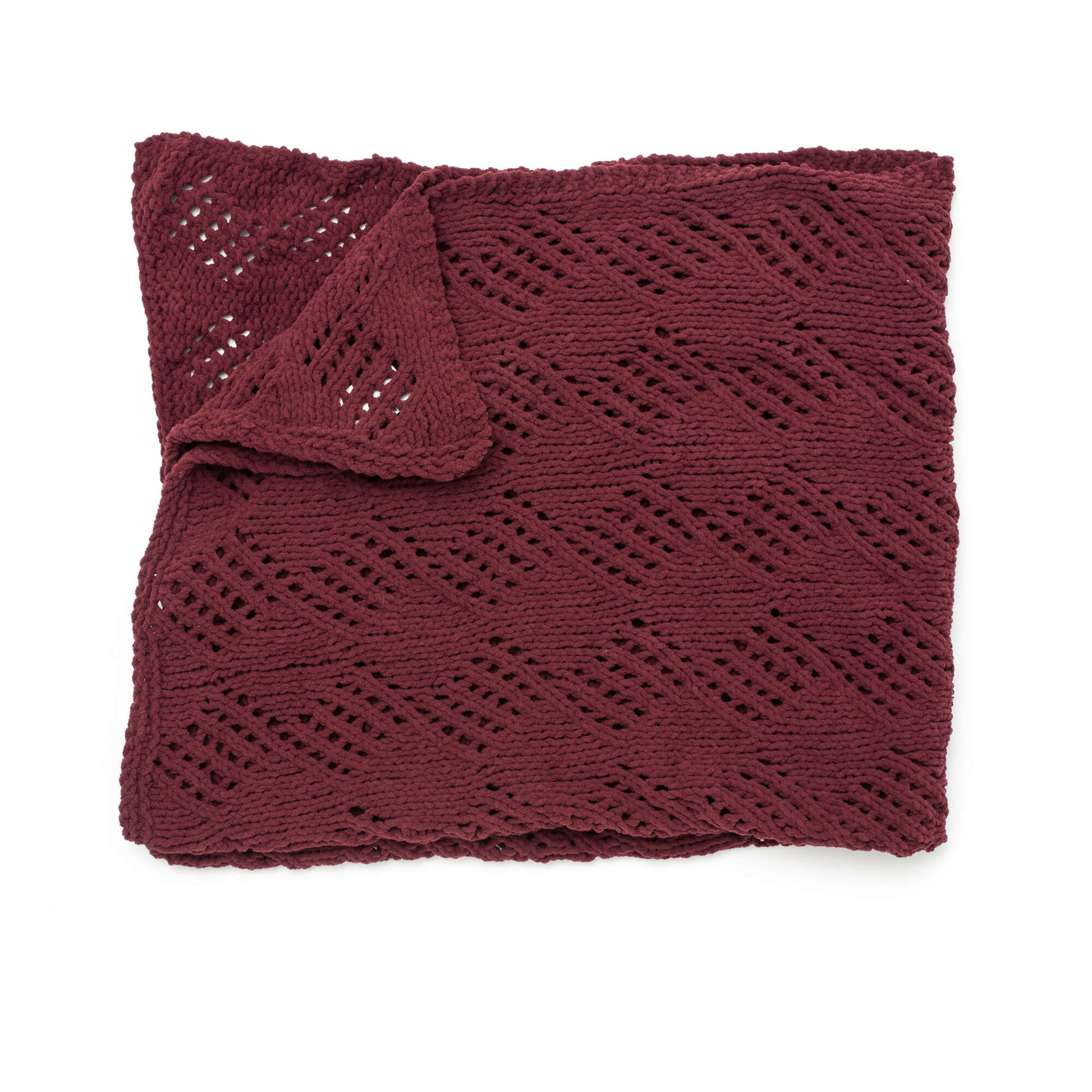 Bernat Angled Eyelets Knit Blanket Knit Blanket made in Bernat Blanket yarn