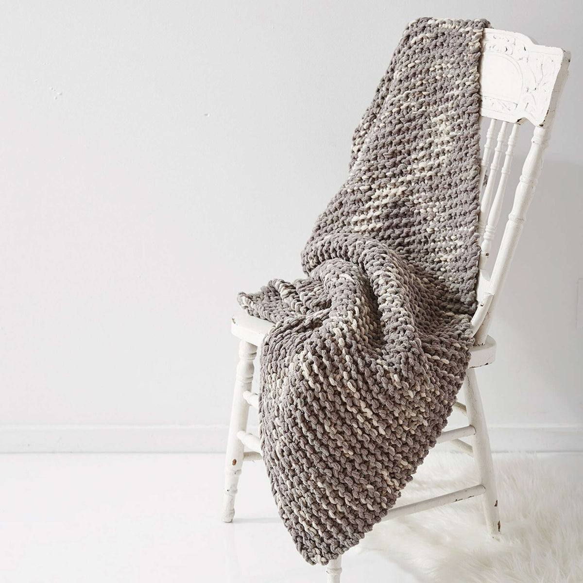 Knit Blanket made in Bernat Blanket yarn