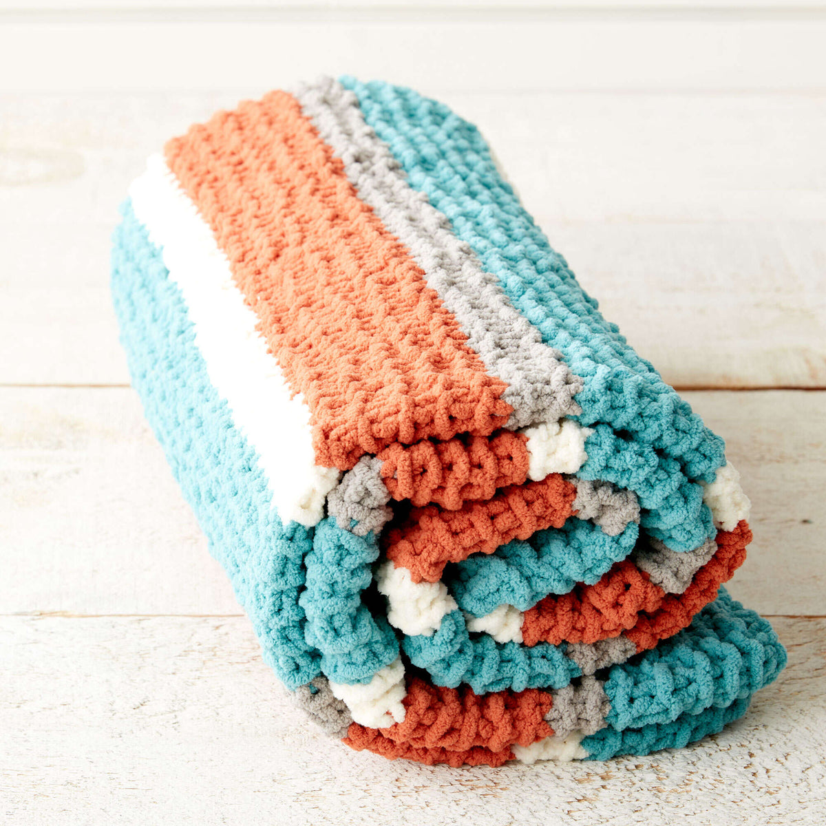 Knit Blanket made in Bernat Blanket yarn
