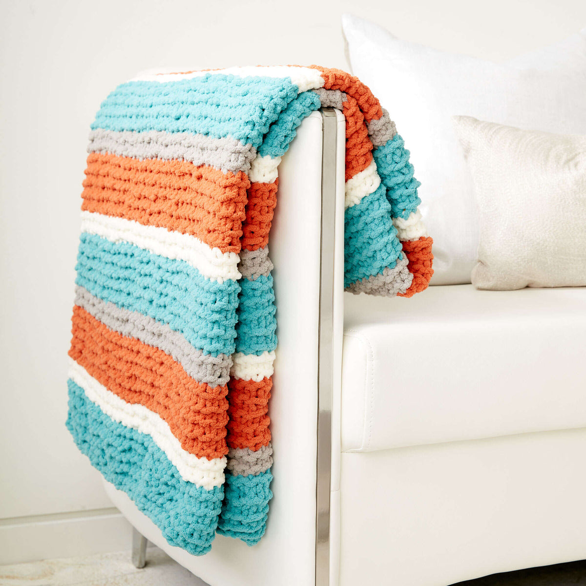 Knit Blanket made in Bernat Blanket yarn