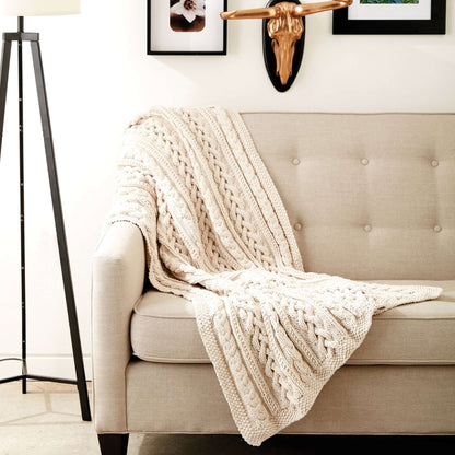Bernat Braided Cables Knit Throw Knit Blanket made in Bernat Maker Home Dec yarn