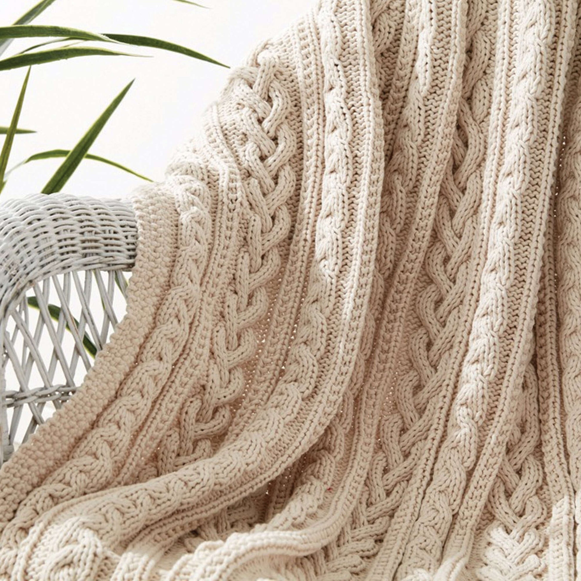 Free Bernat Braided Cables Knit Throw Pattern