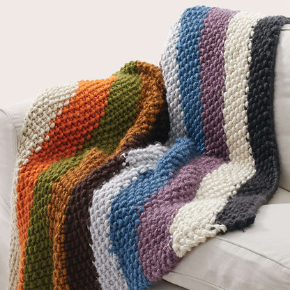 Bernat Seed Stitch Knit Blanket Knit Blanket made in Bernat Mega Bulky yarn