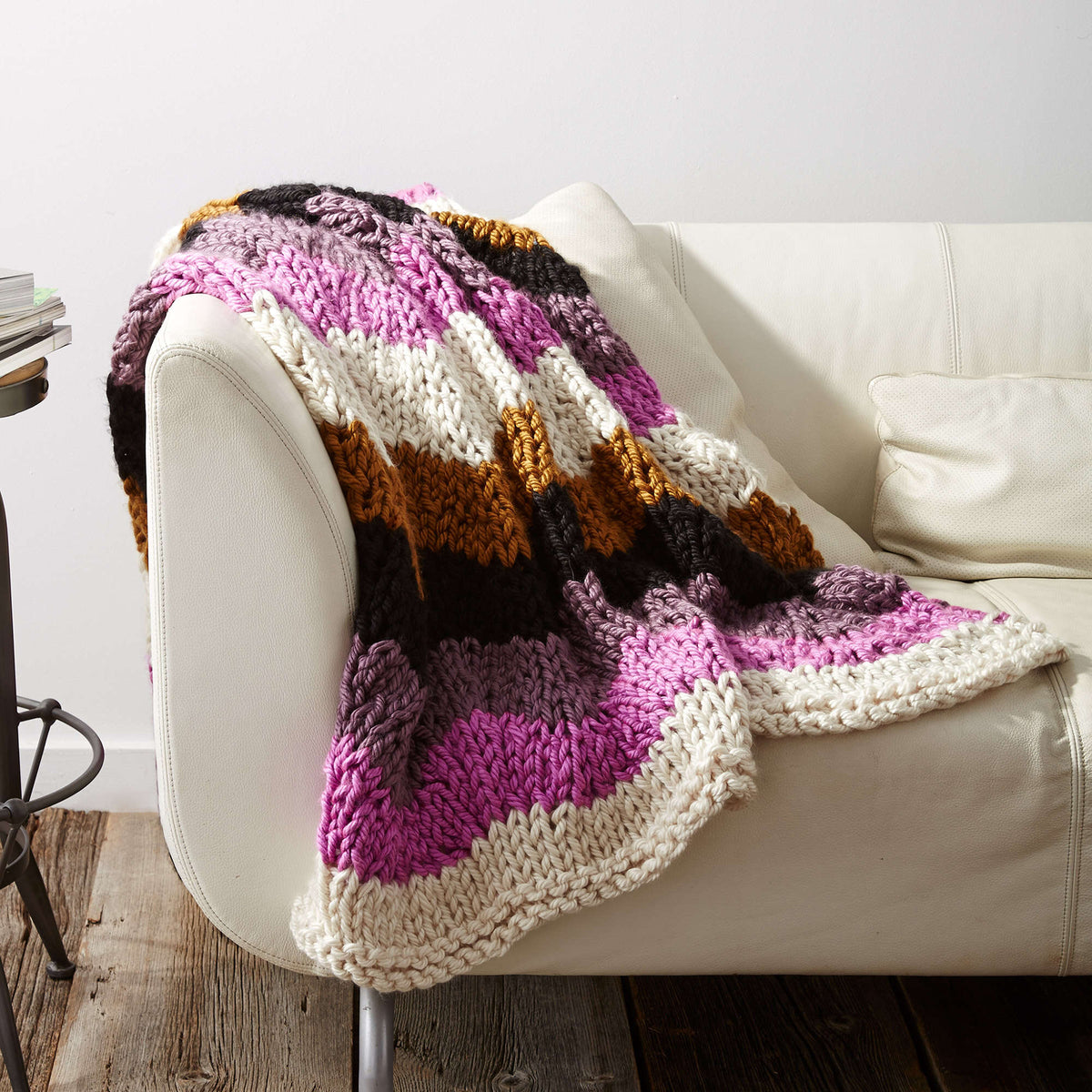 Knit Blanket made in Bernat Mega Bulky yarn