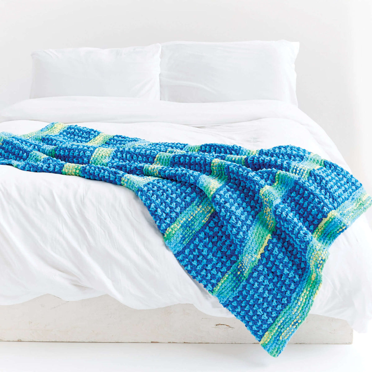Knit Blanket made in Bernat Blanket yarn