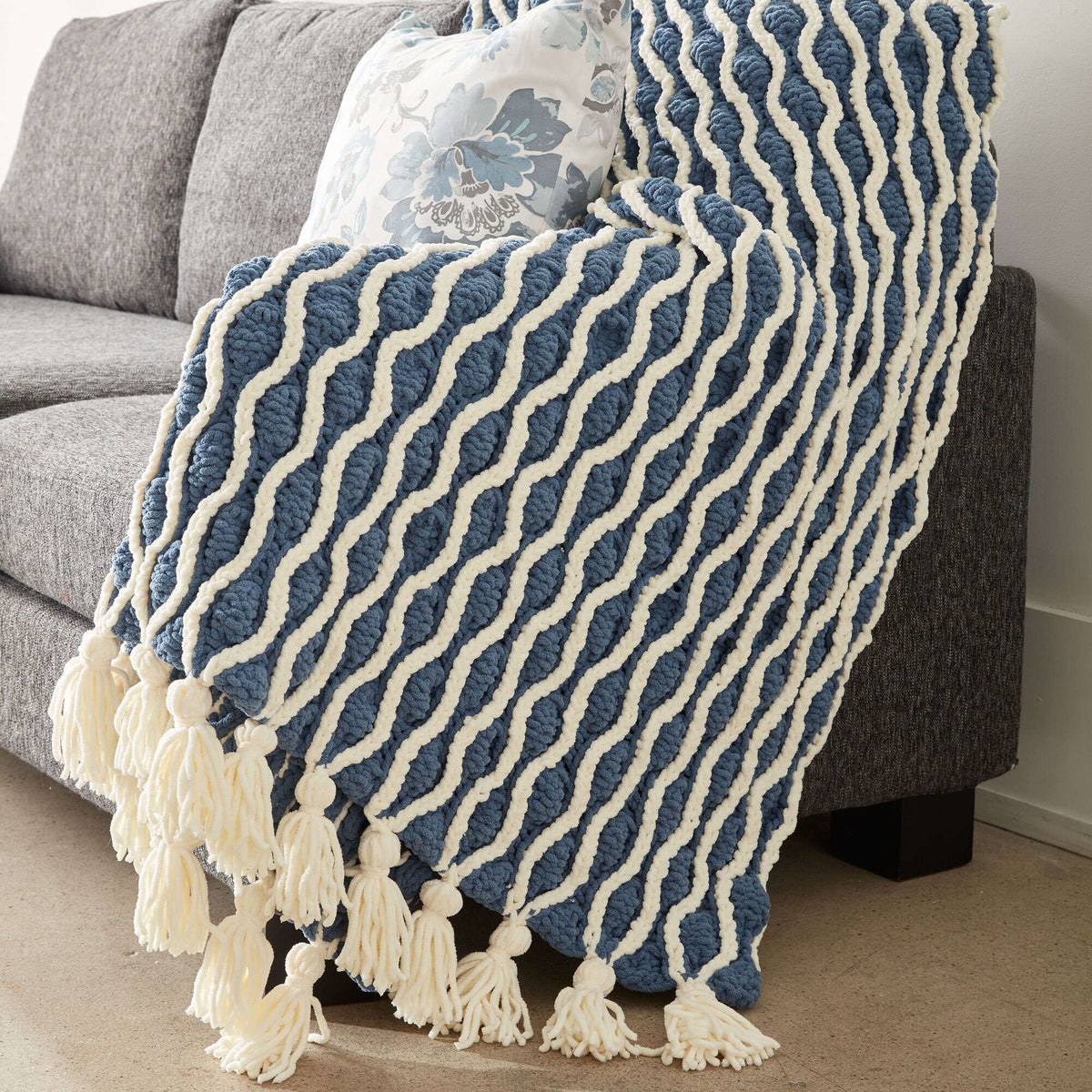 Knit Blanket made in Bernat Blanket yarn