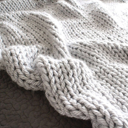Bernat Mega Knit Throw Knit Blanket made in Bernat Mega Bulky yarn