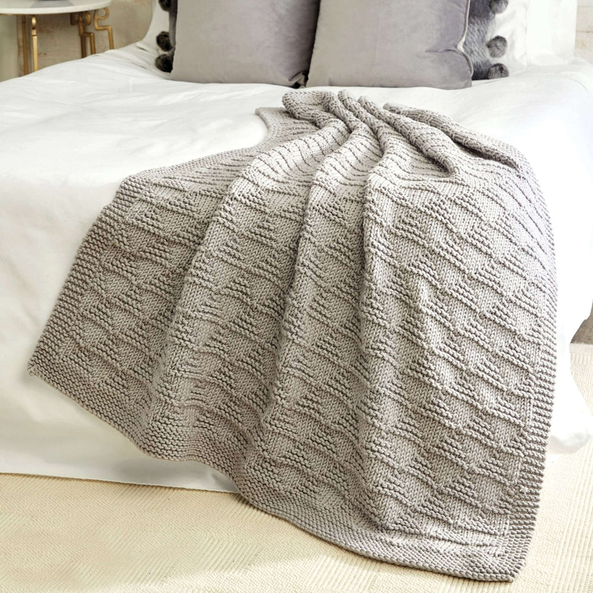 Knit Blanket made in Bernat Beyond yarn