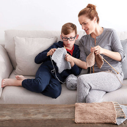 Bernat How to Knit a Blanket Knit Blanket made in Bernat Softee Chunky yarn